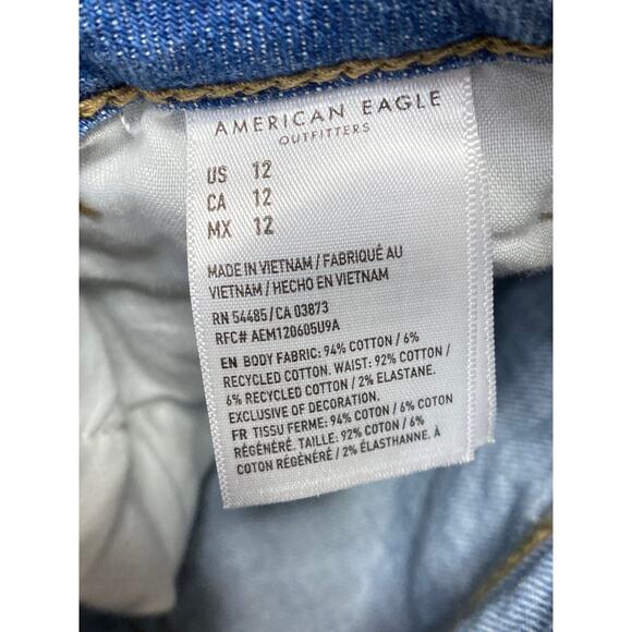 American Eagle Outfitters Blue Floral Embroidered Frayed Cutoff Denim Shorts 12 - Picture 3 of 3